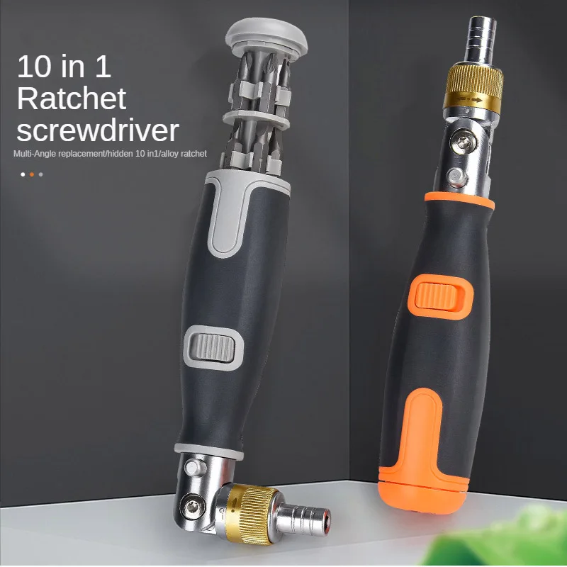 

10 in 1 Angle Ratchet Screwdriver Sets Head Portable Corner Professional Multi-functional Screw Drivers With Bits Home Hand Tool