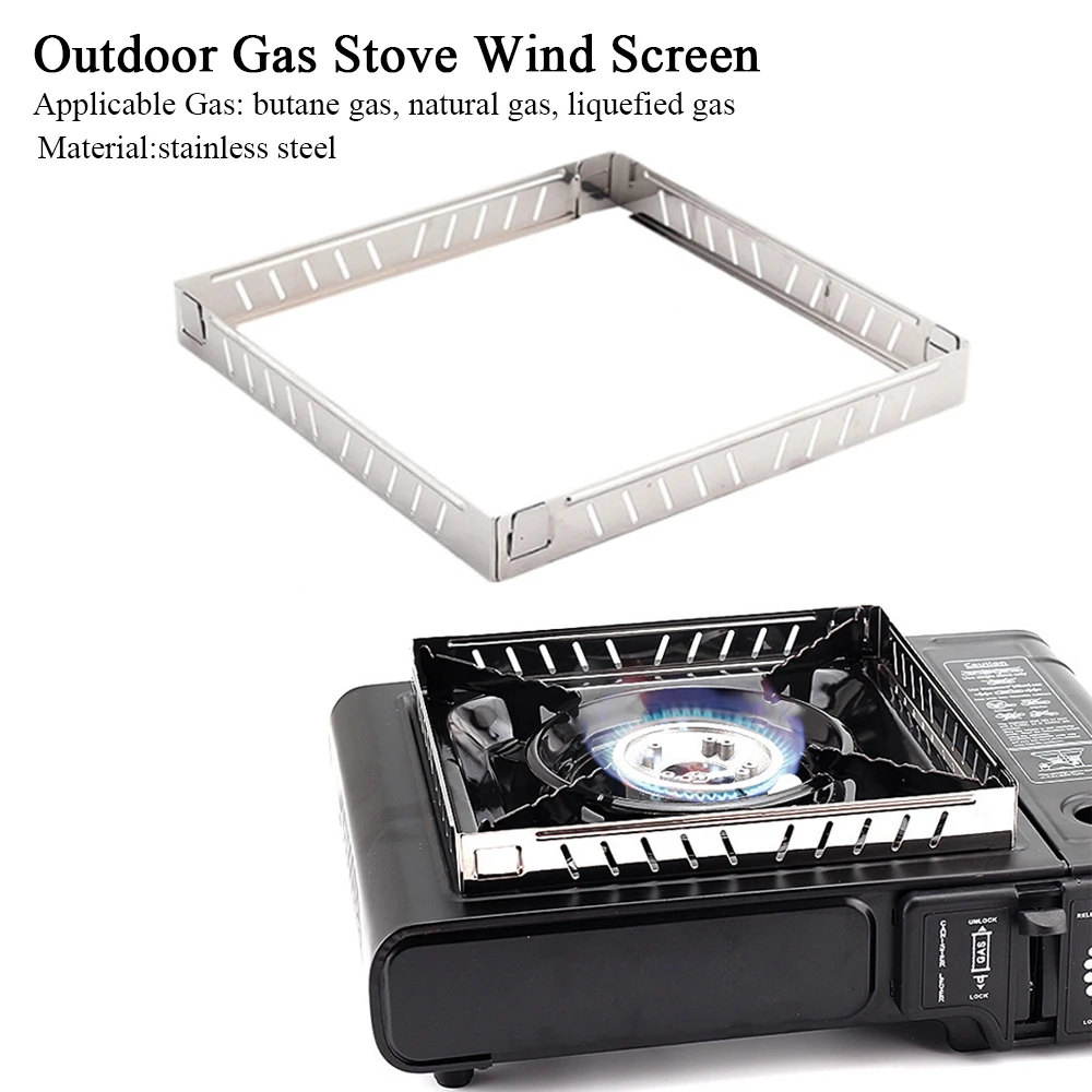 

Outdoor Gas Stove Wind Screen Foldable Windshield Stainless Steel Burner Screen Cooking BBQ Stove Camping Hiking Accessories