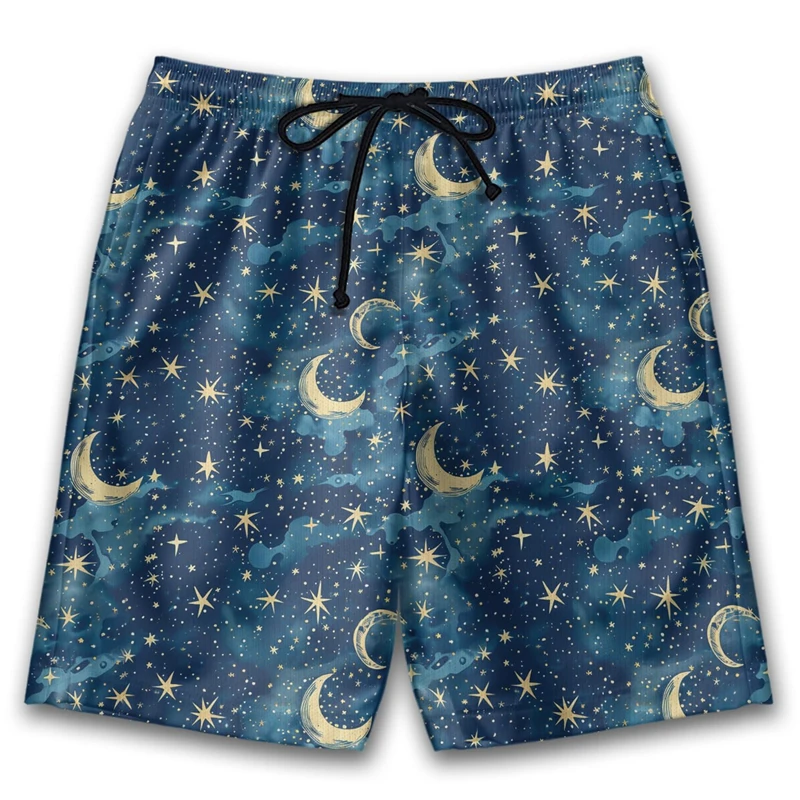 

Harajuku Celestial Graphic Bermudas Space Hawaii Beach Shorts Stars Moon Short Pants For Men Clothes Planet Trunks Boy Trousers