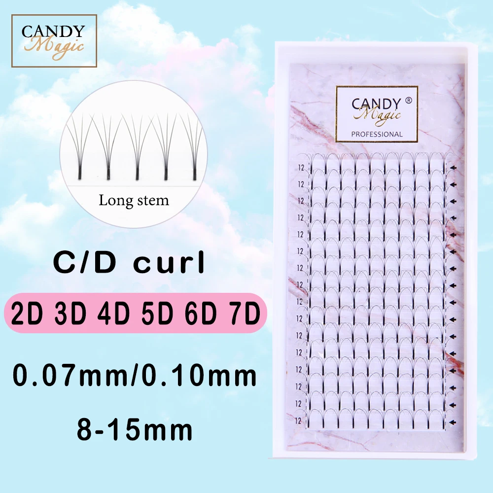 Candy Magic Lashes Long Stem Premade Fans 2D/3D/4D/5D/6D/7D/10D Russian Volume Black Soft Professional Eyelash Extensions
Candy Magic Lashes Long Stem Premade Fans 2D/3D/4D/5D/6D/7D/10D Russian Volume Black Soft Professional Eyelash Extensions