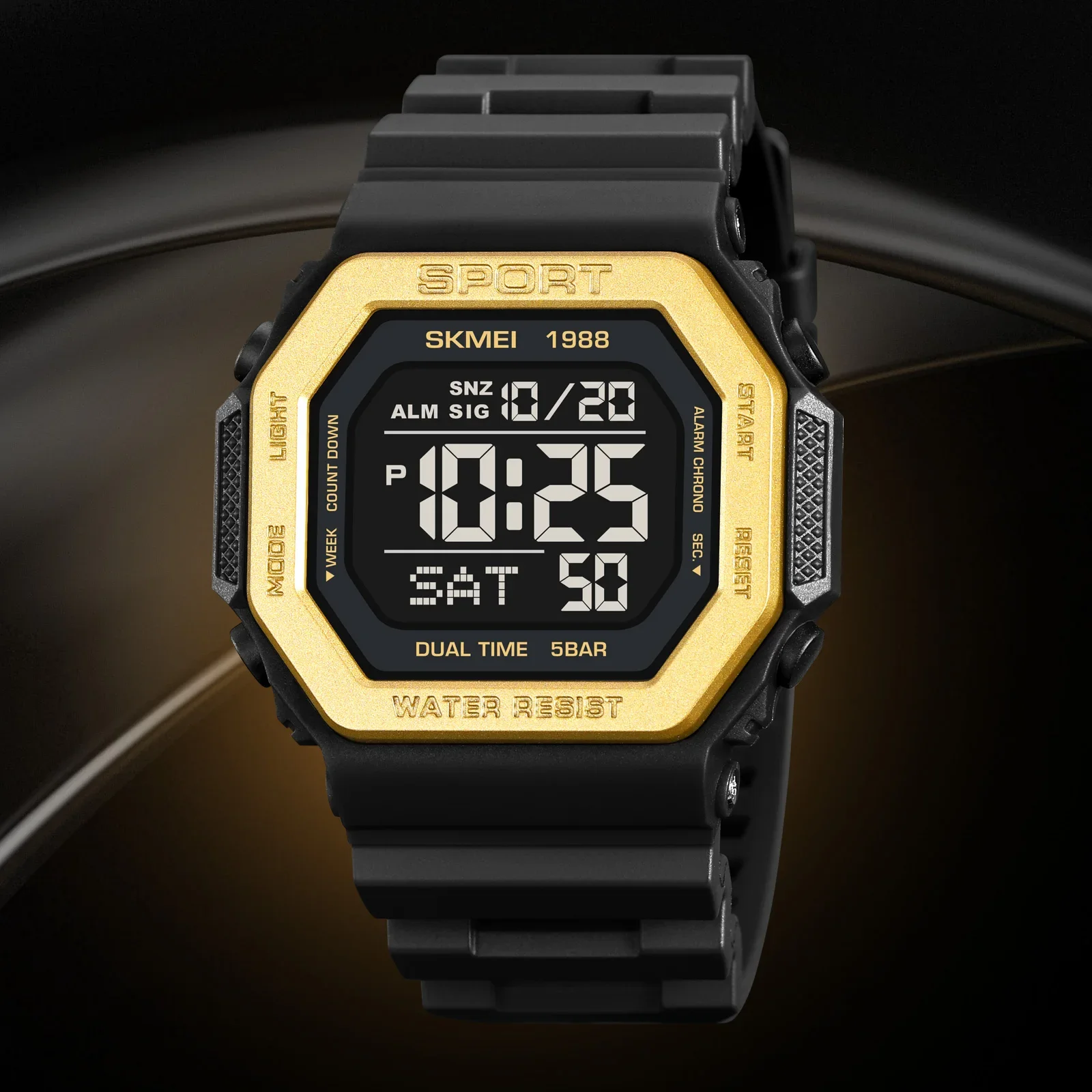 

Skmei 1988 Mens Military Countdown Chrono Wristwatch 5Bar Waterproof Alarm Clock Reloj Hombre Back Light Digital Sport Watches