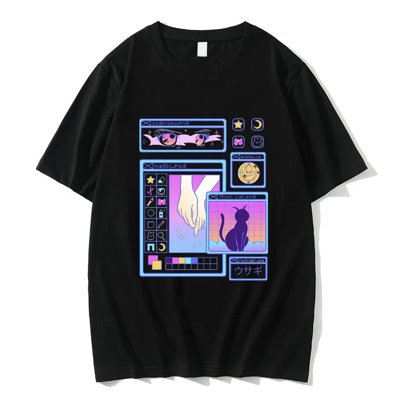 Moon and Art Aesthetic Graphic Print T-shirt Men Women's Cute Kawaii Short Sleeve Tshirt Unisex Pure Cotton Oversized T Shirts
Moon and Art Aesthetic Graphic Print T-shirt Men Women's Cute Kawaii Short Sleeve Tshirt Unisex Pure Cotton Oversized T Shirts