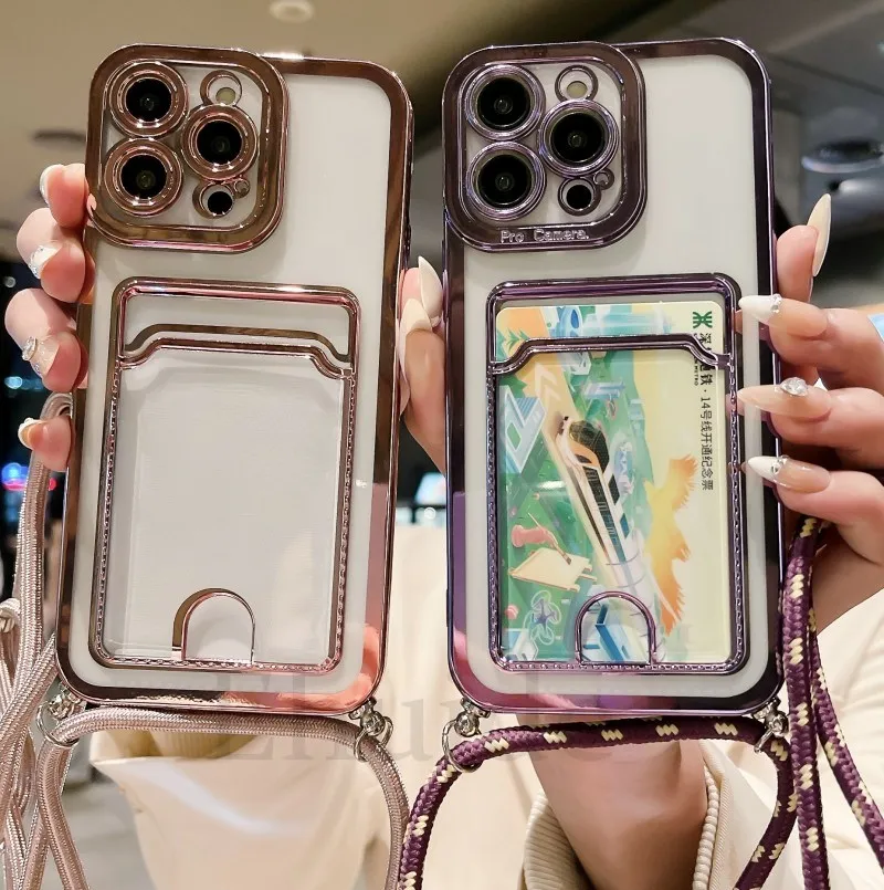 Crossbody Strap Plating Case For iPhone 14 Plus XR X XS 7 8 SE 13 12 11 Pro Max Transparent Lanyard Necklace Wallet Card Cover
Crossbody Strap Plating Case For iPhone 14 Plus XR X XS 7 8 SE 13 12 11 Pro Max Transparent Lanyard Necklace Wallet Card Cover