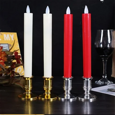 

2 pcs Plated Candlestick Votive Candles Holder For Candles Fake Tapers Christmas Party Decoration For Wedding Silver/Gold