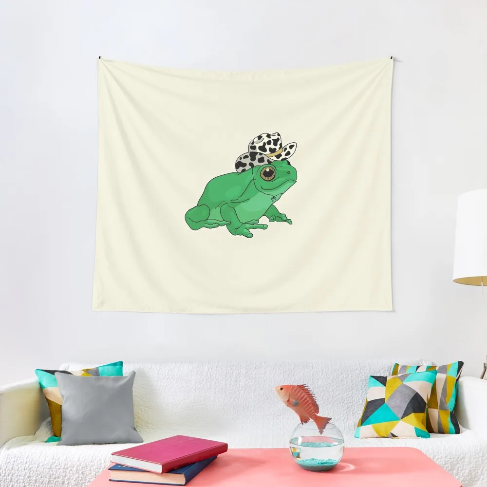 

Cute Frog with Cowboy Hat - Kawaii Cottagecore Aesthetic Froggy - Western Rodeo Contry Lover Toad - Youth Teen Pastel C Tapestry