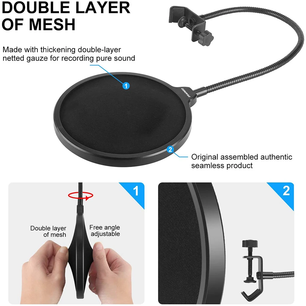 Double Layer Microphone Blowout Net Flexible Wind Screen Sound Filter for Speaking Recording Live Broadcast Karaoke Accessories
Double Layer Microphone Blowout Net Flexible Wind Screen Sound Filter for Speaking Recording Live Broadcast Karaoke Accessories