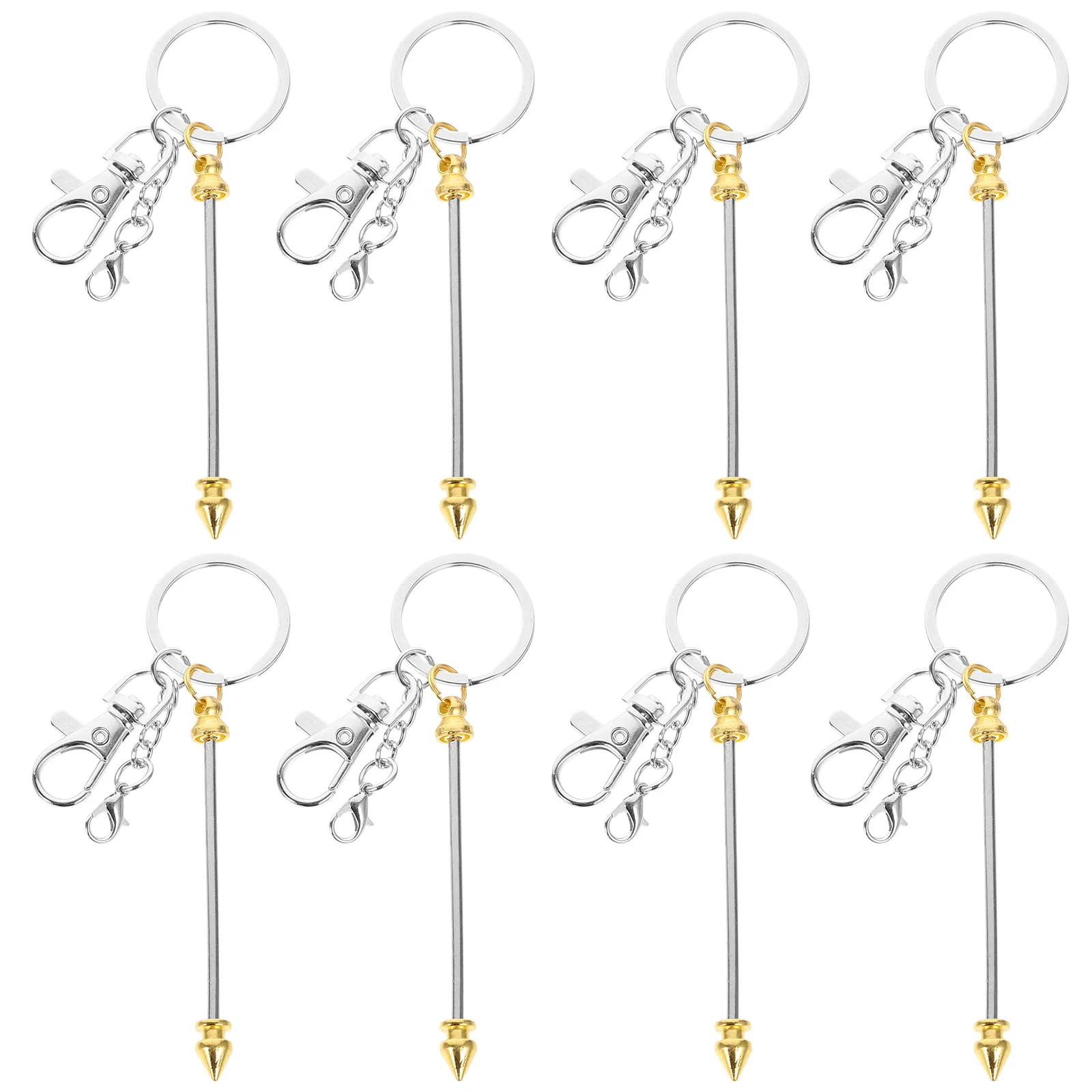 

8 Pcs Beaded Keychain Fob Beadable Bar DIY Beading Blanks Apparel Keychains Portable Metal Bars