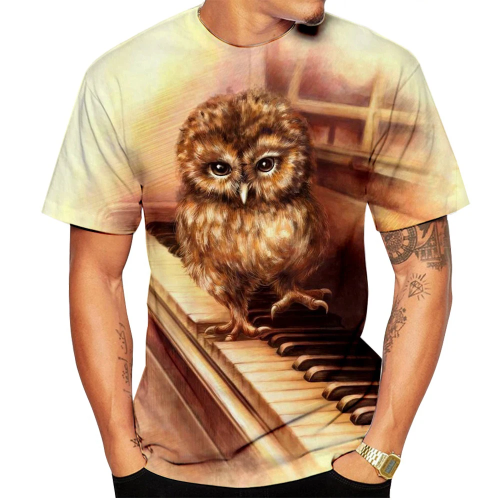 

Summer Fashion Owl Print T-Shirt Men/Women Short Sleeve Tee Shirt Top Plus Size XXS-6XL