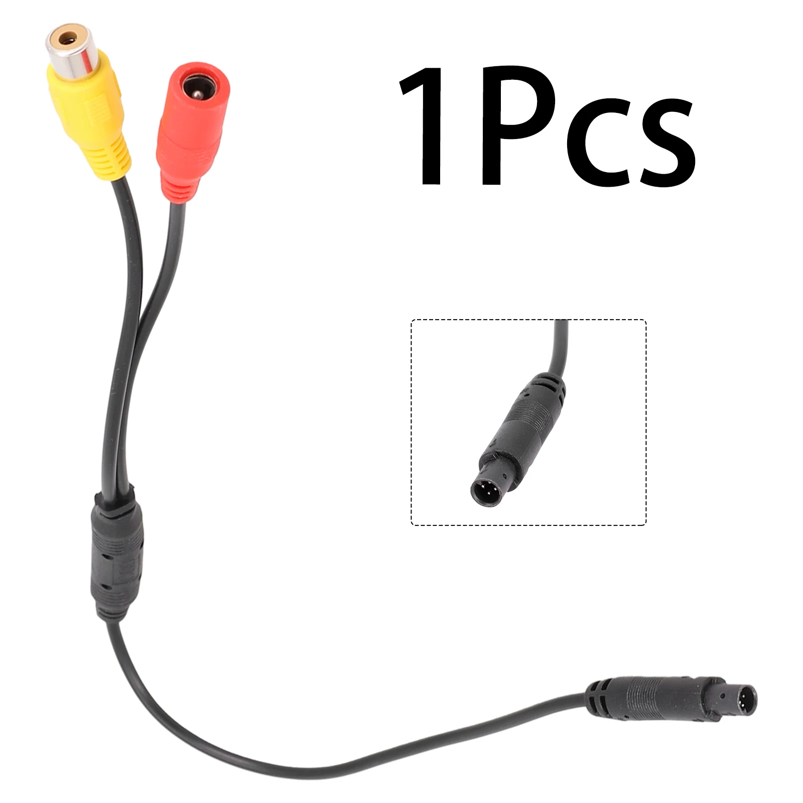 

1Pcs Car Reverse Backup Rear View Camera 4-Pin Male Connector To RCA Wire Power Harness Adapter Wire Female CVBS Signal Adapter