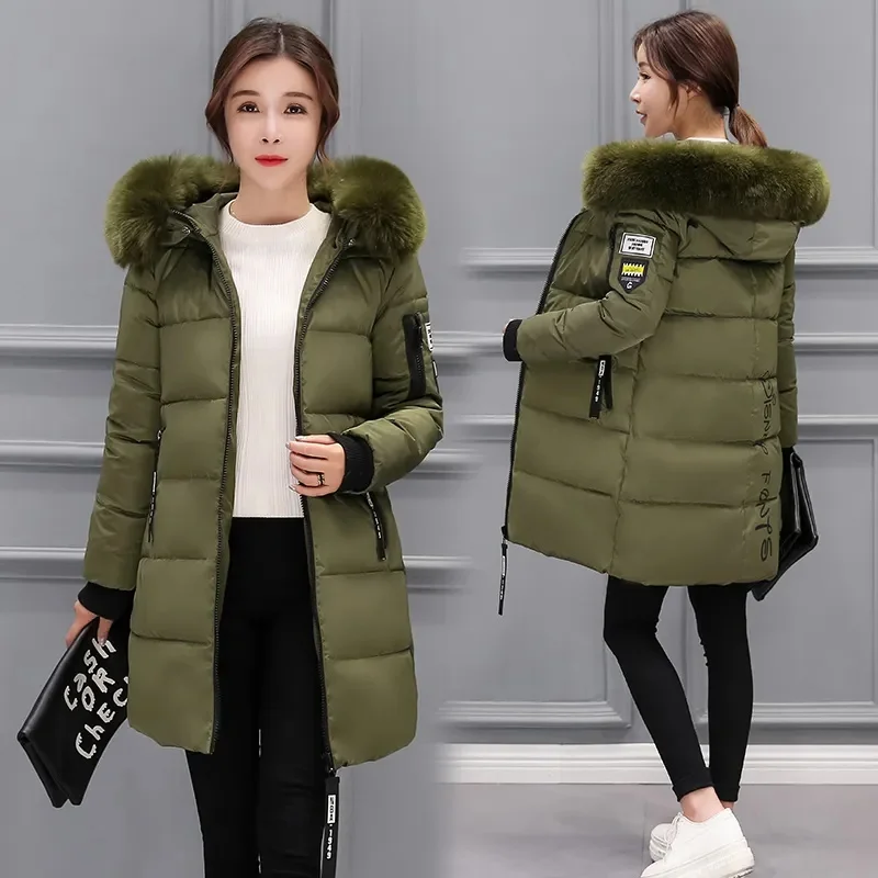 

2023 New Women Winter Jacket Parka Cotton-padded Hooded Jackets Thicken Warm Puffer Coat Casual Fur Collar Parkas Clothe Outwear