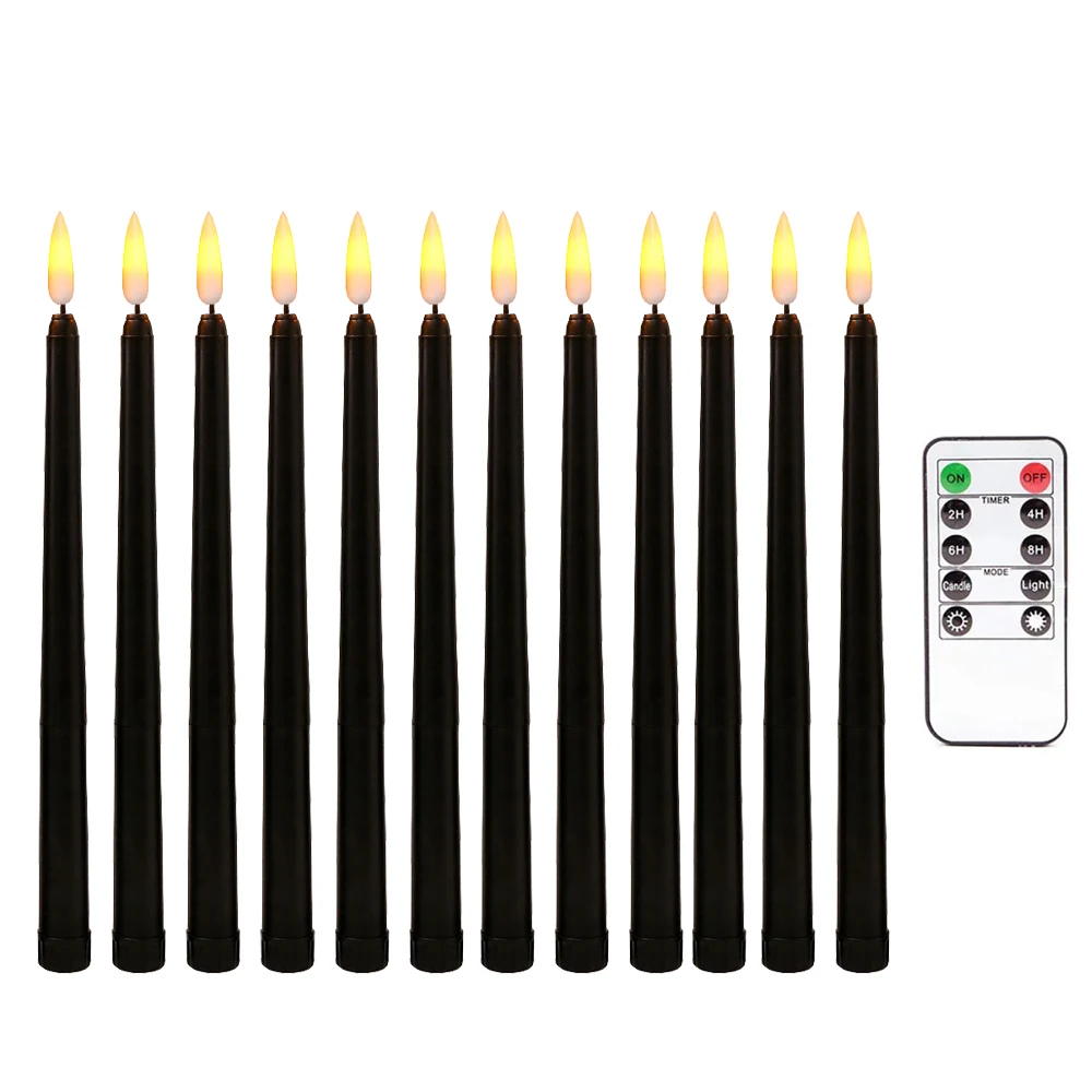 12Pcs Black Body Remote Flameless Candlesticks,Timer Battery Operated LED Taper Candles for Halloween,Wedding Decoration
12Pcs Black Body Remote Flameless Candlesticks,Timer Battery Operated LED Taper Candles for Halloween,Wedding Decoration