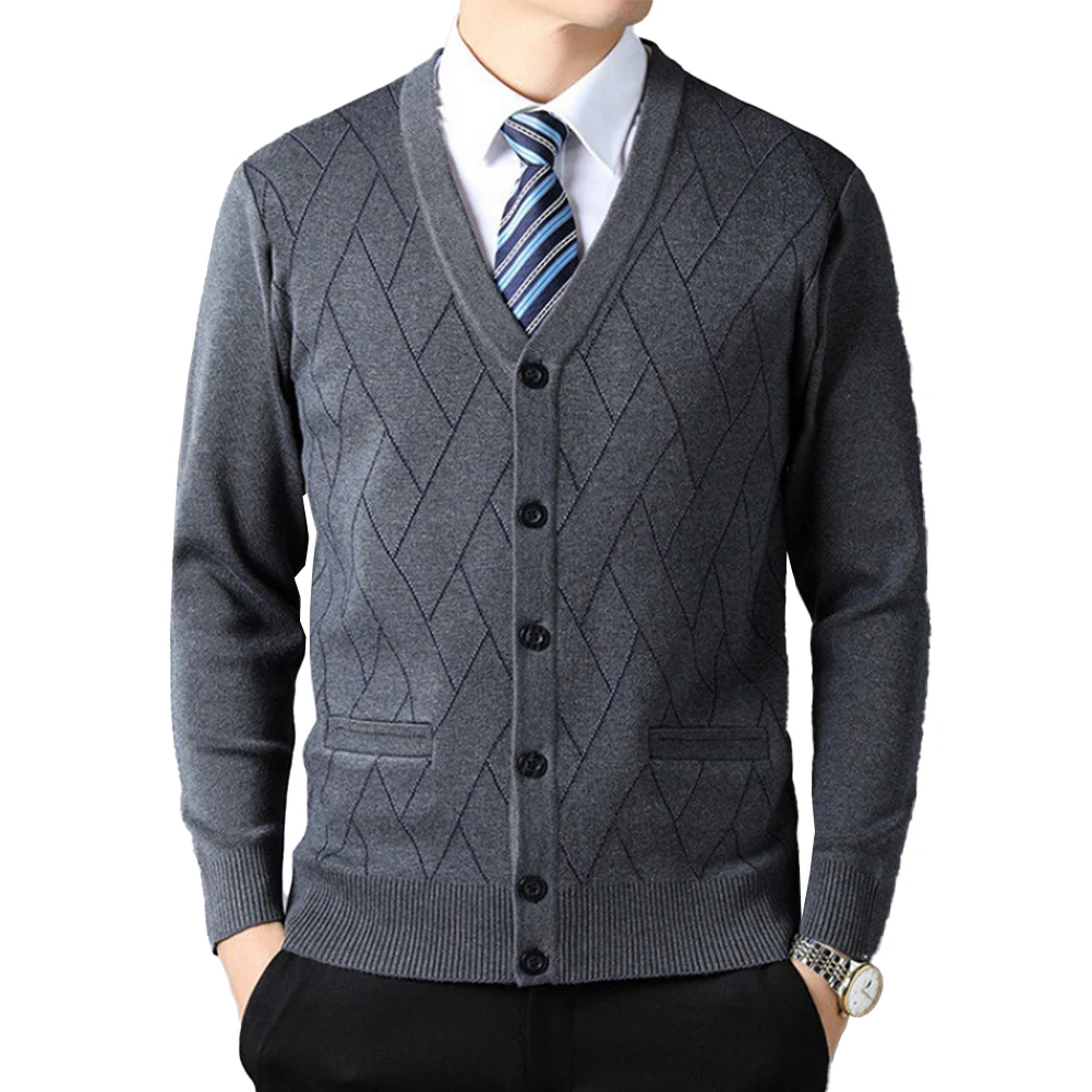 

Button Cardigan Mens Sweater Thermal Tops V Neck Warm Blazer Breathable Coat Handsome Jacket Jumper Knitted Comfy