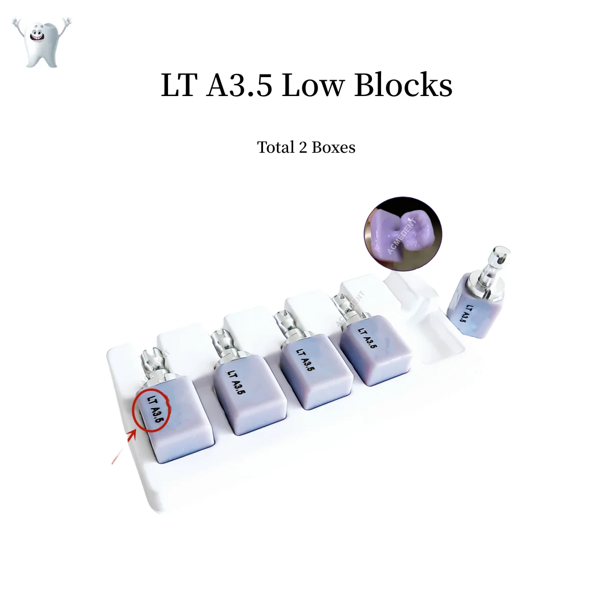 

2Box Dental Lithium Dislicate Blocks Emax CAD CAM LT A3.5 Low For Sirona Cerec
