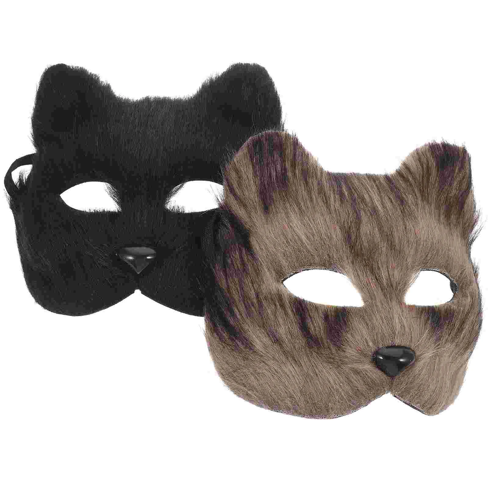 

2 Pcs Animal Mask Costume Accessories Make up Fox Plastic Cosplay Fancy Dress Men and Women Half-face