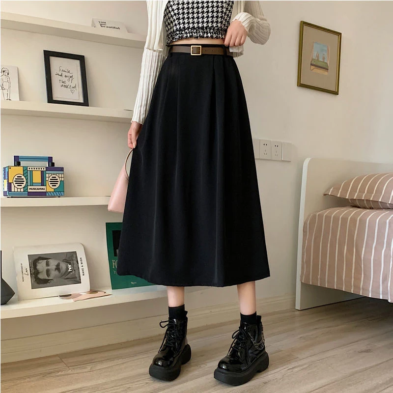 Zoki Harajuku High Waist Women Midi Skirt Korean Fashion Belt Solid A Line Suit Skirt All Match Elegant Casual Skirts New
Zoki Harajuku High Waist Women Midi Skirt Korean Fashion Belt Solid A Line Suit Skirt All Match Elegant Casual Skirts New