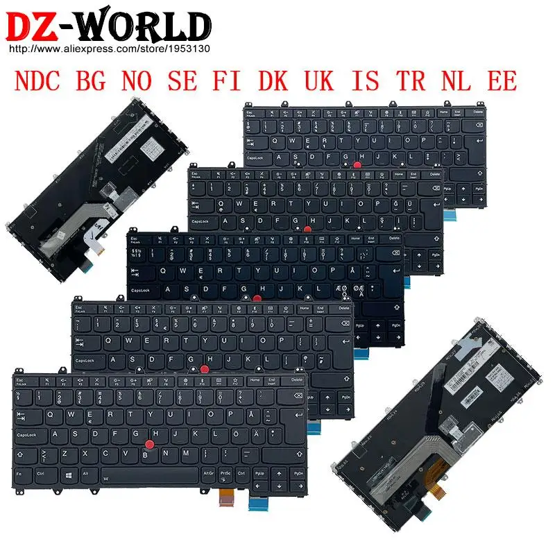 

Black NDC BG NO SE FI DK UK IS TR NL EE Backlit Keyboard For Lenovo Thinkpad X380 Yoga 370 S1 4th G4 Laptop 01AV715 01AV682