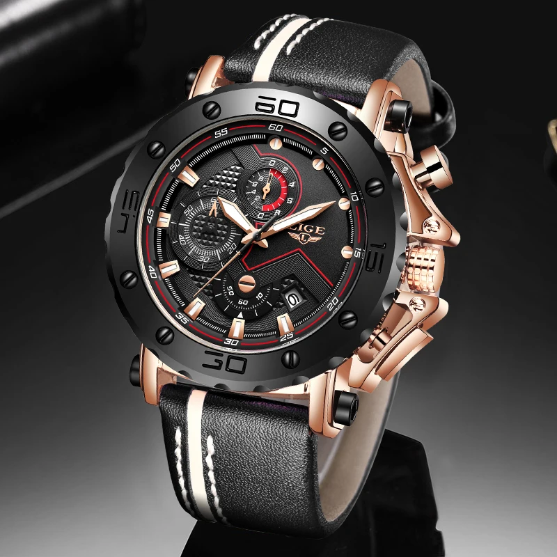 LIGE Mens Watches Waterproof Sport Chronograph Casual Fashion Quartz Watch Men Luxury Military Leather Large Dial Military Watch
LIGE Mens Watches Waterproof Sport Chronograph Casual Fashion Quartz Watch Men Luxury Military Leather Large Dial Military Watch