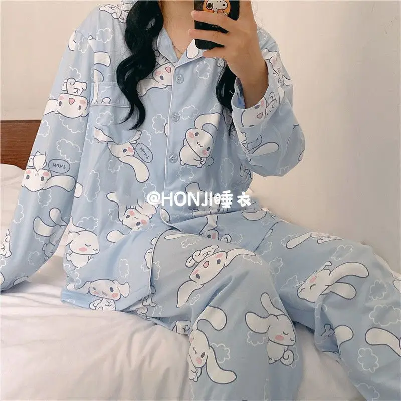 Cinnamoroll Pajamas for Women Spring and Autumn Sanrio Kawaii Cute Japanese Cardigan Pure Cotton Loose Long Sleeve Home Clothes
Cinnamoroll Pajamas for Women Spring and Autumn Sanrio Kawaii Cute Japanese Cardigan Pure Cotton Loose Long Sleeve Home Clothes