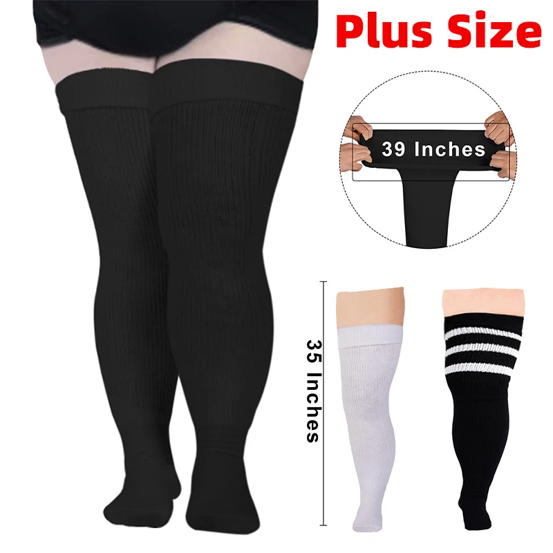 

Compression Stockings Womens Thigh High Socks for Thick Thighs- Extra Long Striped Thick Over the Knee Stockings Plus Size Socks