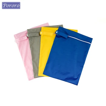 Sacolas Impermeáveis para Fraldas: Proteção Segura e Prática para as Fraldas do seu Bebê 9 Solid Color Waterproof Baby Diapers Wet Dry Nappy Zipper Handbag Stroller Reusable Wetbags Infant Portable Storage Bag Pocket