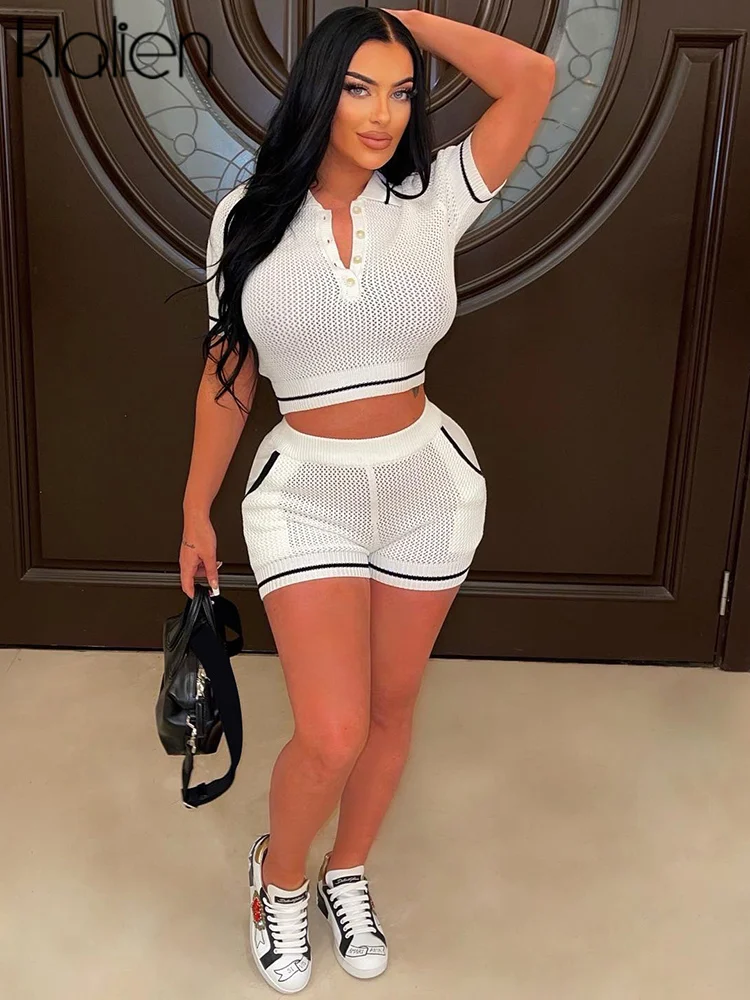 KLALIEN Casual Two Piece Shorts Set Women Summer Mesh See Through Pullover Crop Top + High Waist Shorts y2k Streetwear Outfit
KLALIEN Casual Two Piece Shorts Set Women Summer Mesh See Through Pullover Crop Top + High Waist Shorts y2k Streetwear Outfit