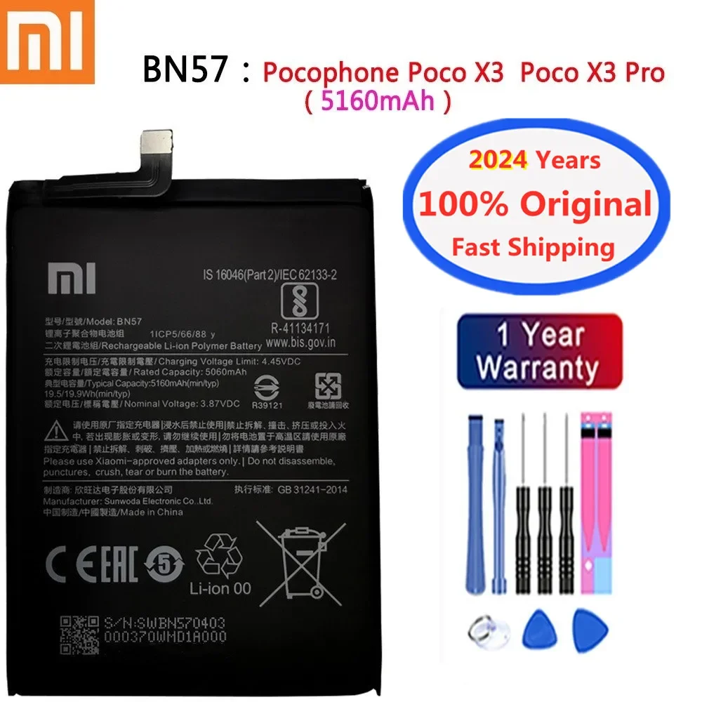 Аккумулятор BN57 для Xiaomi Pocophone Poco X3 / X3 Pro, оригинальный аккумулятор с номером отслеживания, 2024 год
Аккумулятор BN57 для Xiaomi Pocophone Poco X3 / X3 Pro, оригинальный аккумулятор с номером отслеживания, 2024 год