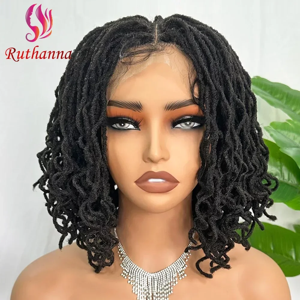 

Afro Dreadlocks Full Lace Braided Synthetic Dirty Braids Short Curly Wig For Women Black Crochet Hair High Quality Glueless Wig