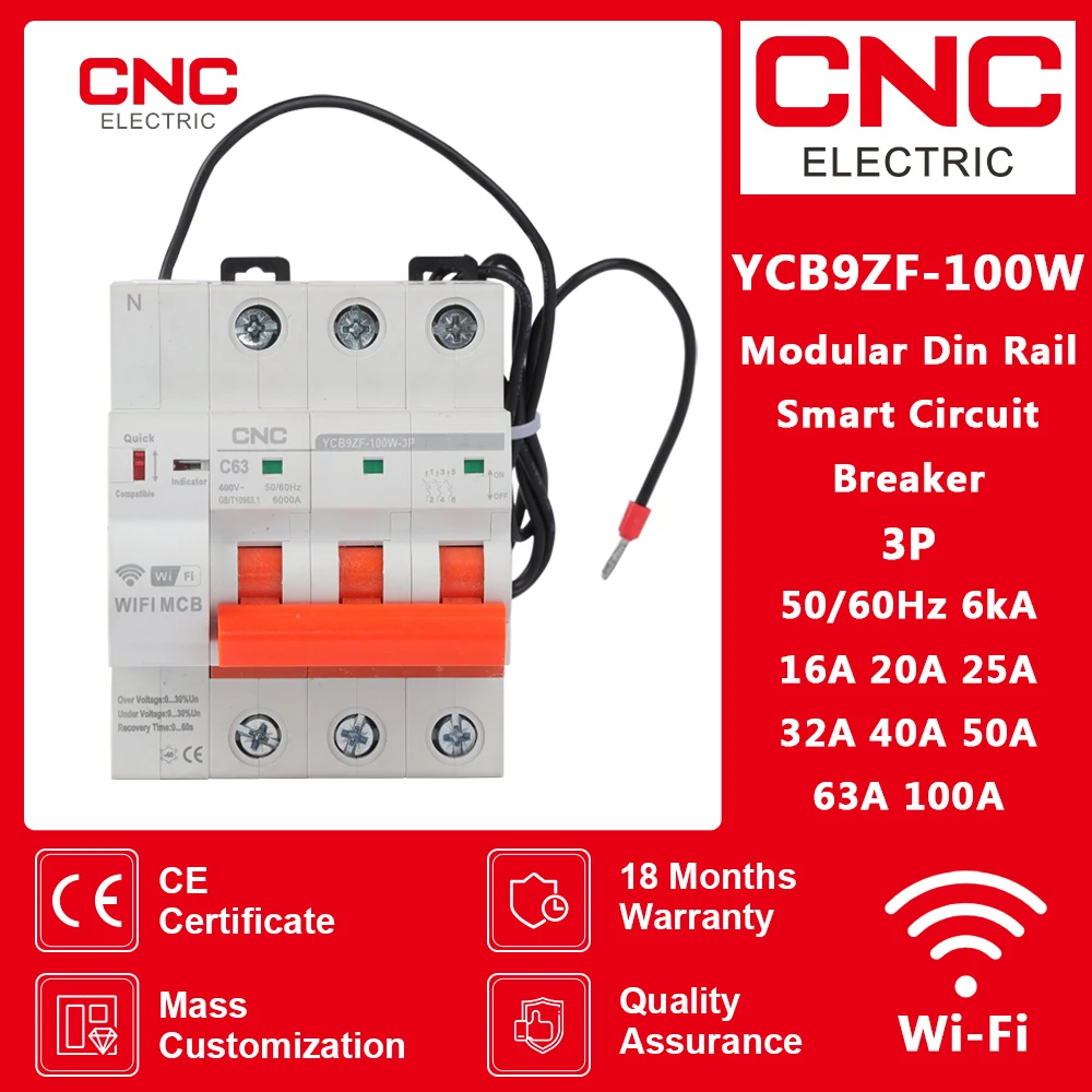 CNC 3P Din Rail WiFi Smart Circuit Breaker Automatic Switch Overload Short Circuit Protection For Smart Home
CNC 3P Din Rail WiFi Smart Circuit Breaker Automatic Switch Overload Short Circuit Protection For Smart Home