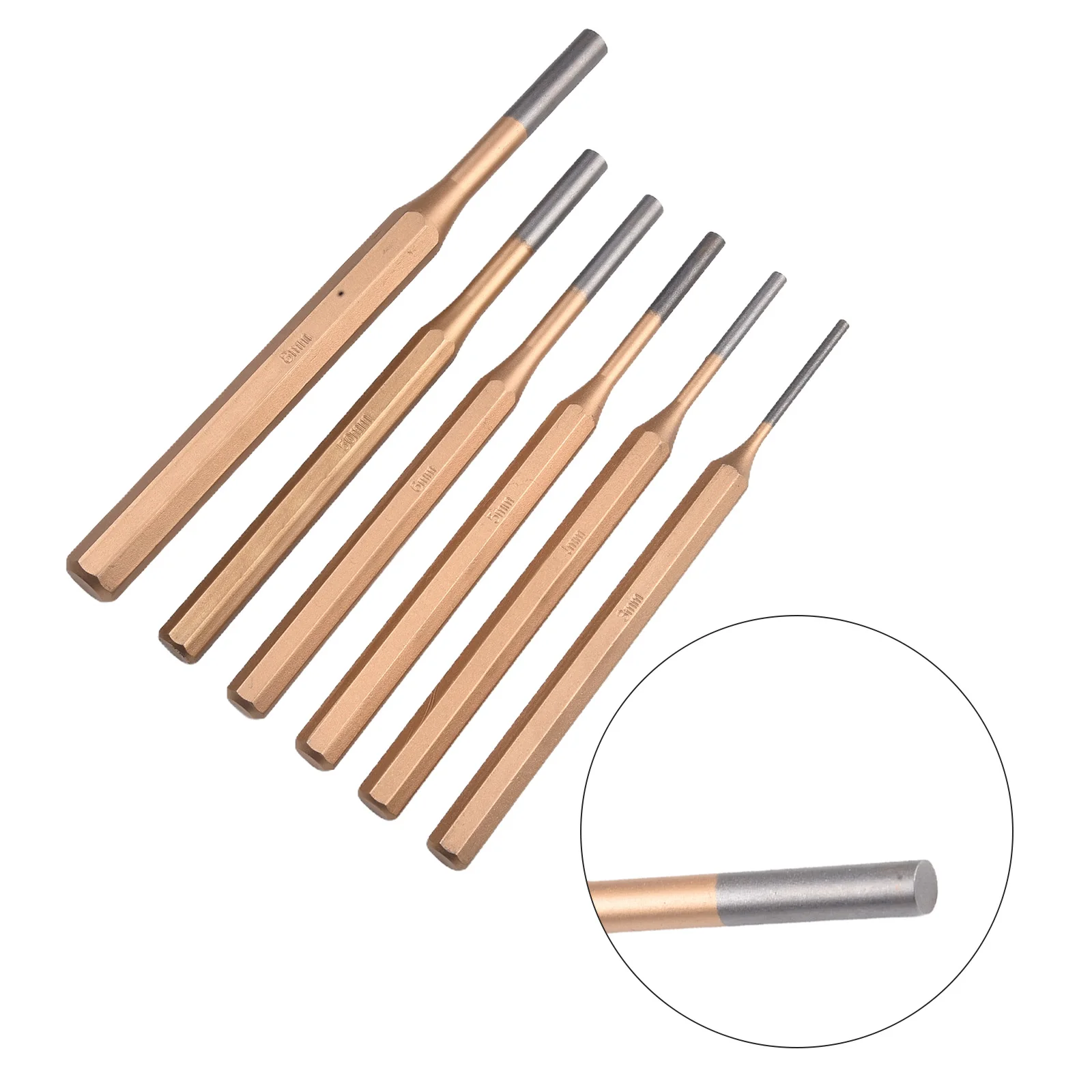 6 Pcs High Hardness Cylindrical Chisel Round Head Center Punch Chisel 3-8mm Percussion Chisel Punch Needle Fitter Hand Tools
6 Pcs High Hardness Cylindrical Chisel Round Head Center Punch Chisel 3-8mm Percussion Chisel Punch Needle Fitter Hand Tools
