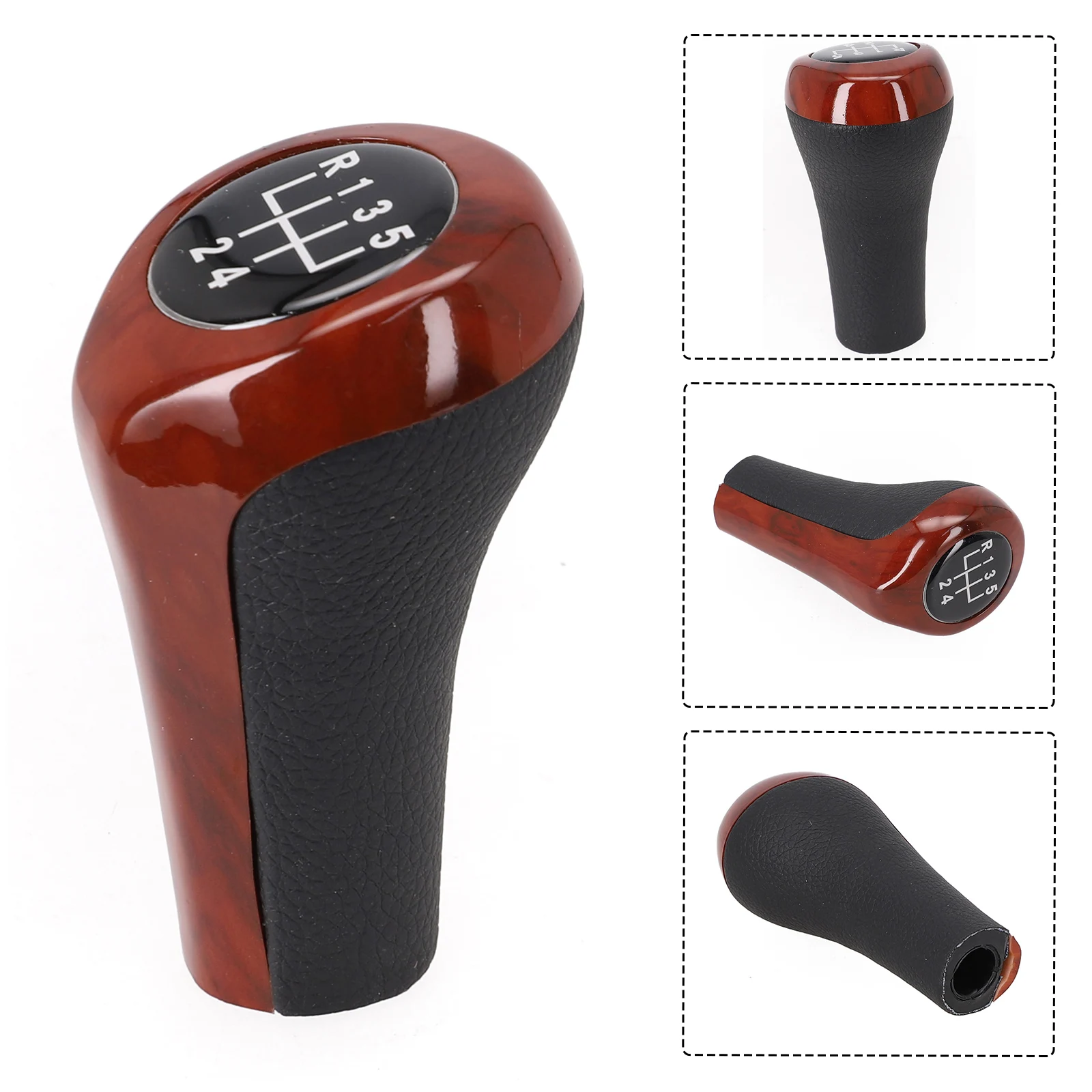 

5/6 Speed Gear Shift Knob Wood Grain Leather For BMW E30 E36 E46 E39 E34 Z3 E53 Wood Grain Leather Shifter Head Part