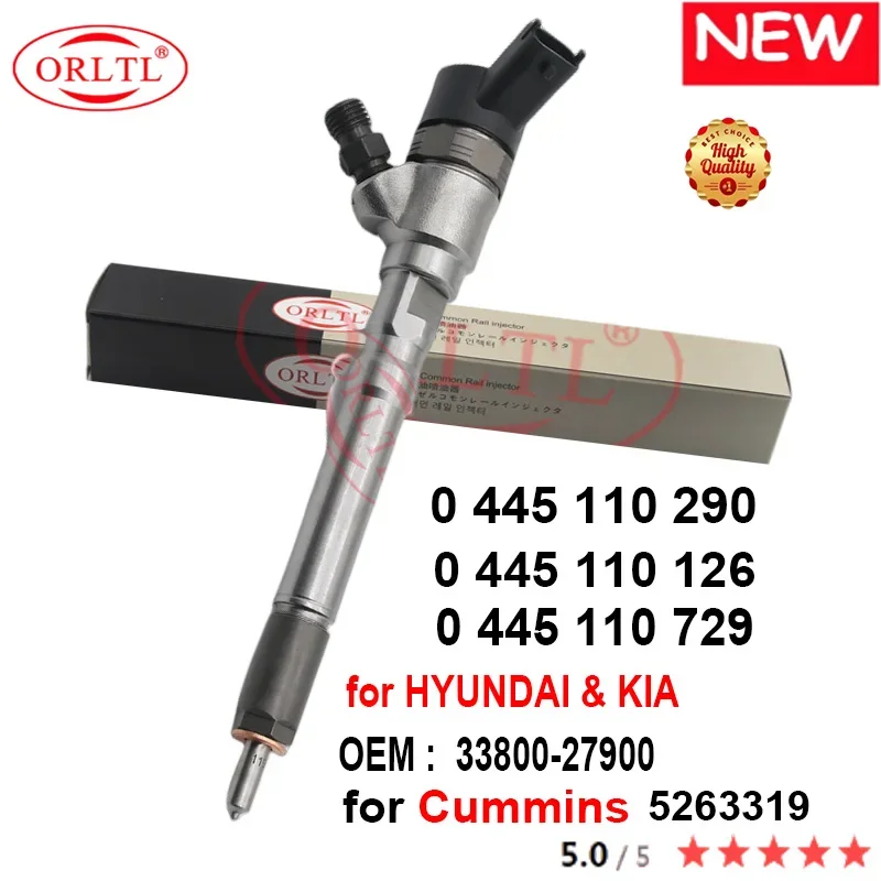 

0445110126 3380027900 Diesel 0445110290 Common Rail Injector 0445110729 for BOSCH for Cummins 5263319 HYUNDAI KIA 33800-27900