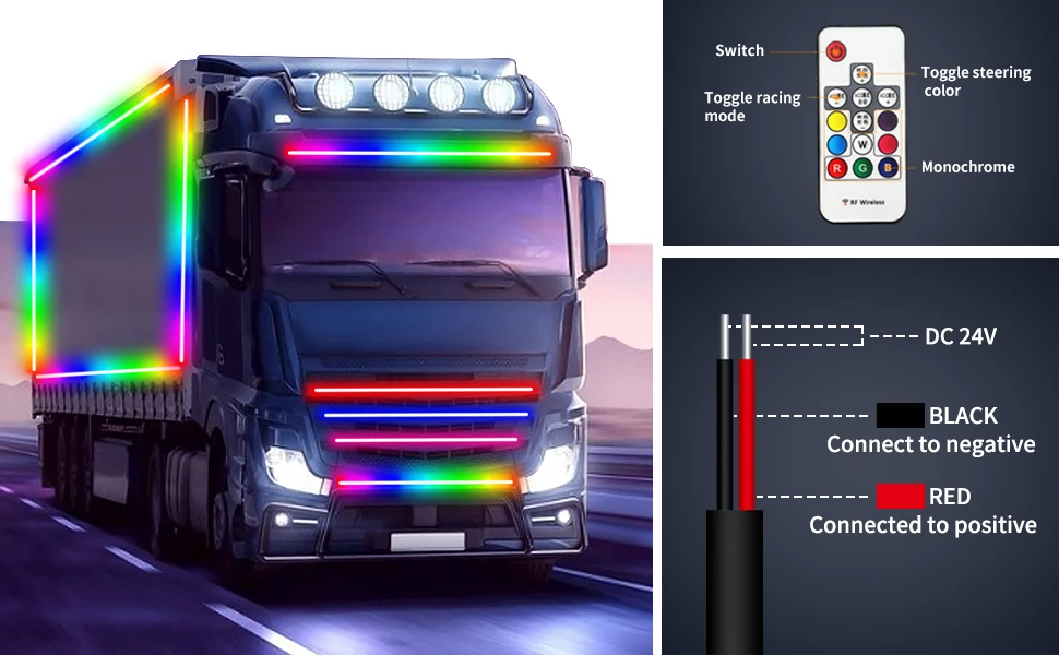 Truck Led Singal Light Night Driving Safety Warning Light Rgb 7 Colorful Flashing Atmosphere Lamp 24V Car Decorative Light Truck Led Singal Light Night Driving Safety Warning Light Rgb 7 Colorful Flashing Atmosphere Lamp 24V Car Decorative Light