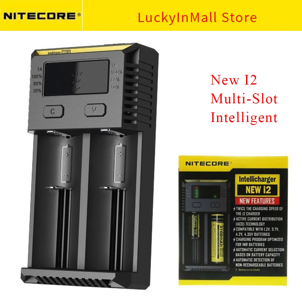 

Brand Nitecore New i2 Intellicharger i2 Nitecore Battery Charger for 16340 CR123A 10440 AA AAA 14500 18650 26650, 22650, 17670