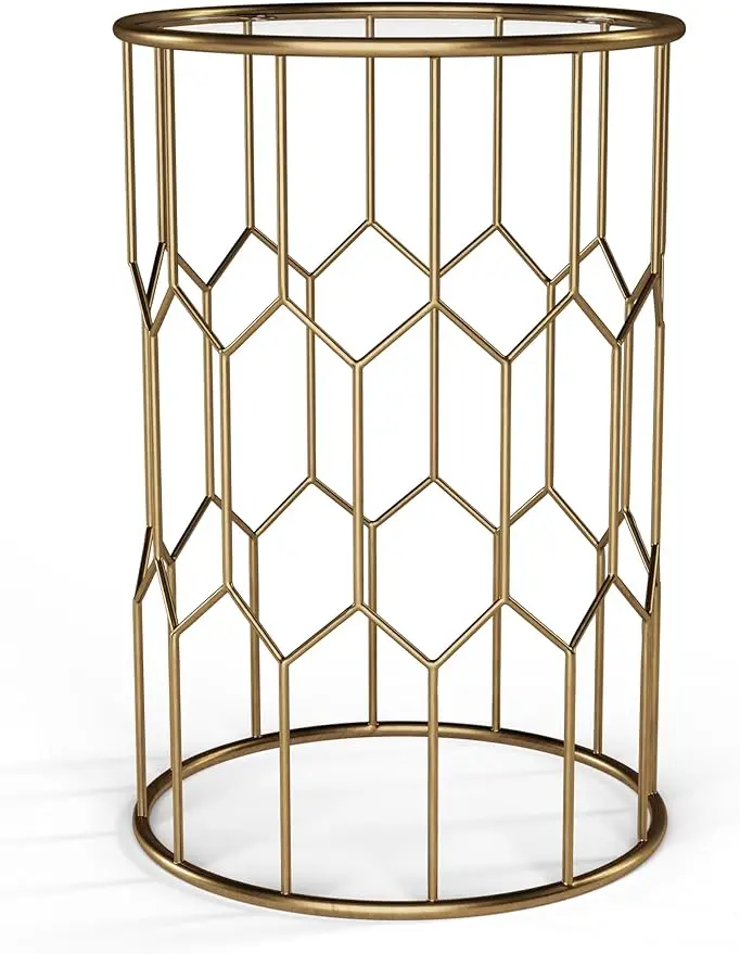 Rivet Geometric Modern Glass and Metal Side End Table Stand, 15.6" W, Gold Finish
Rivet Geometric Modern Glass and Metal Side End Table Stand, 15.6" W, Gold Finish