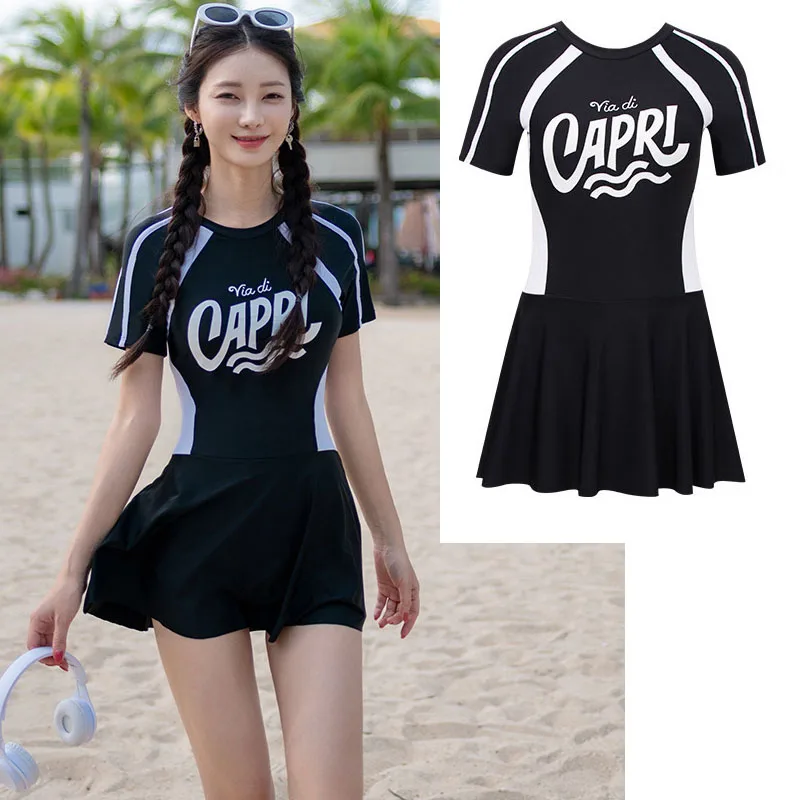 

One Piece Swimdress for Women Modest Skirt Swimsuit Full Coverage Skirted Bathing Suit with Boyshorts Athletic Teens Sportswear