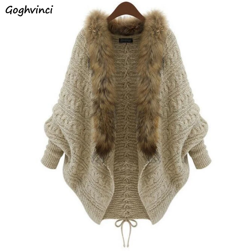 

Batwing Sleeve Cardigans Women Knitted Warm Autumn Ladies Clothing High Street Design Comfortable All-match V-neck Lace-up New