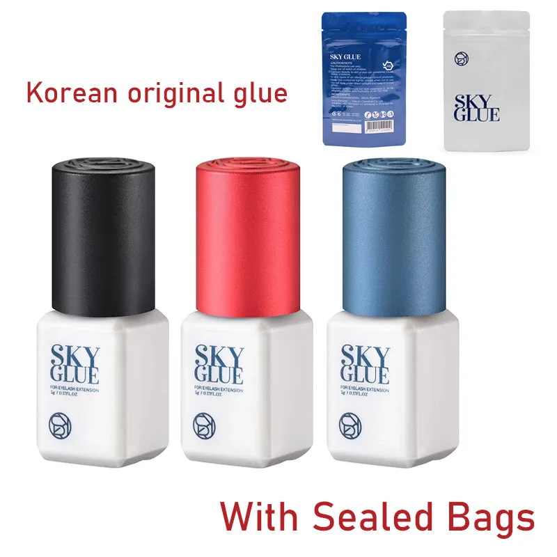 

5 PCS SKY Glue S Plus For Fake Eyelash Extension Korea 5ml 1S 7 Weeks Black Red Blue Cap Health Makeup Tool Adhesive Fast Drying