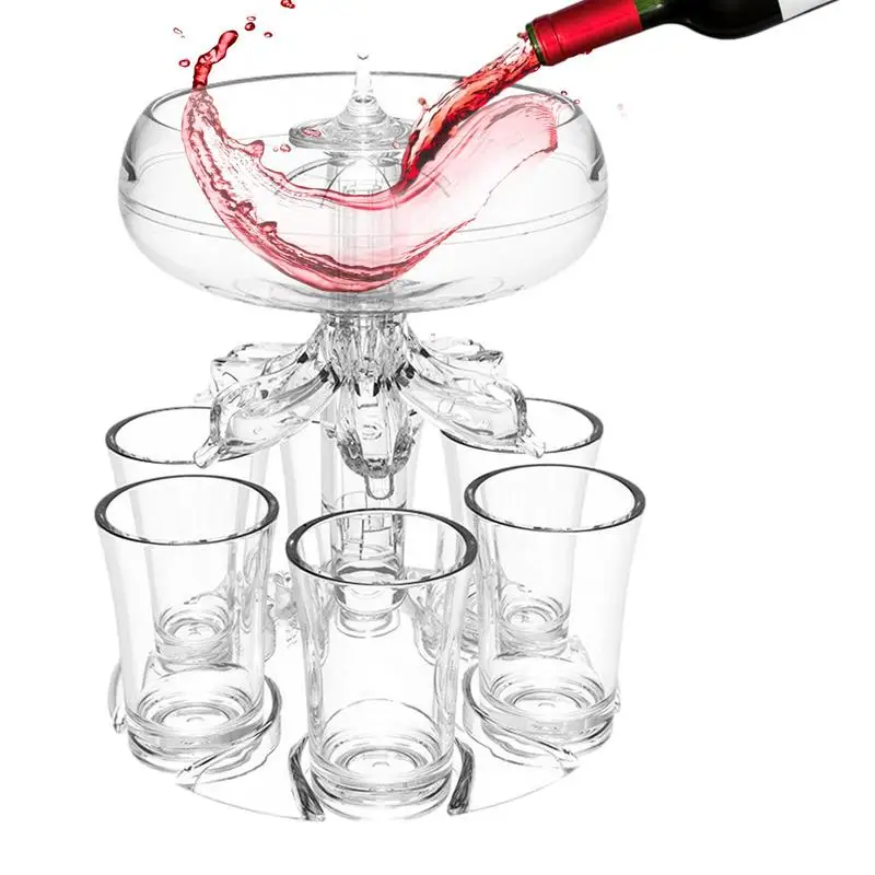 

Новый семейный диспенсер для выстрела напитков с комплектом из 6 стаканов акриловый держатель для напитков набор для семейного сбора бокалов для вина