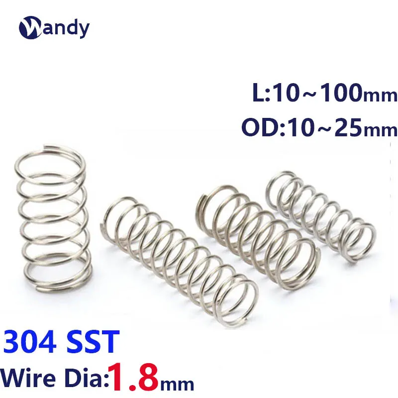 2/5Pcs Spring Compression 304 Stainless Steel Pressure Spring Wire Diameter 1.8mm Outer Diameter 10mm-25mm Length 10mm~100mm
2/5Pcs Spring Compression 304 Stainless Steel Pressure Spring Wire Diameter 1.8mm Outer Diameter 10mm-25mm Length 10mm~100mm