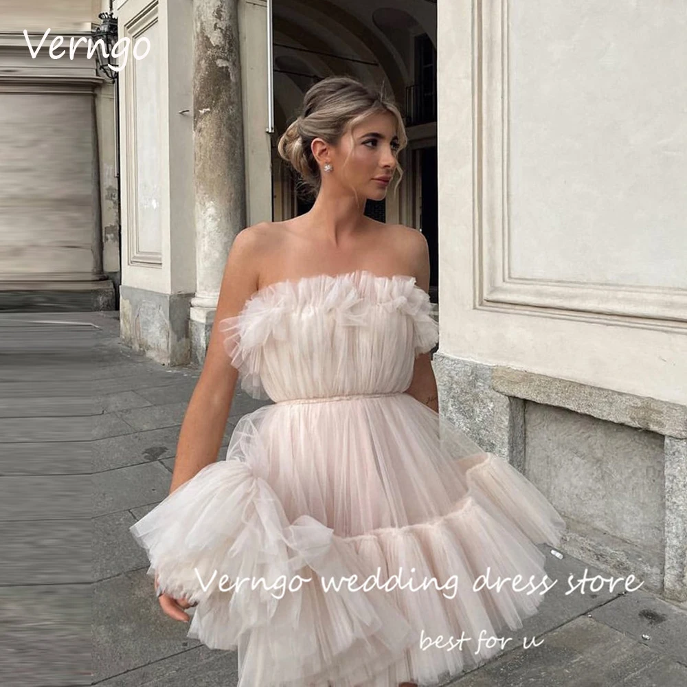 Verngo A Line Soft Tulle Short Prom Party Dresses Strapless Mini Above Knee length Princess Evening Gowns Bride Birthday Dress 
Verngo A Line Soft Tulle Short Prom Party Dresses Strapless Mini Above Knee length Princess Evening Gowns Bride Birthday Dress