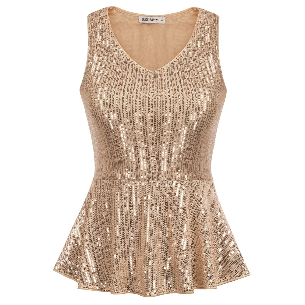 GK Women Stunning Sequined Tops Sleeveless V-Neck Peplum Hem Slim Fit Tank Tops Female Ladies Stage Perform Shiny Clubwear
GK Women Stunning Sequined Tops Sleeveless V-Neck Peplum Hem Slim Fit Tank Tops Female Ladies Stage Perform Shiny Clubwear