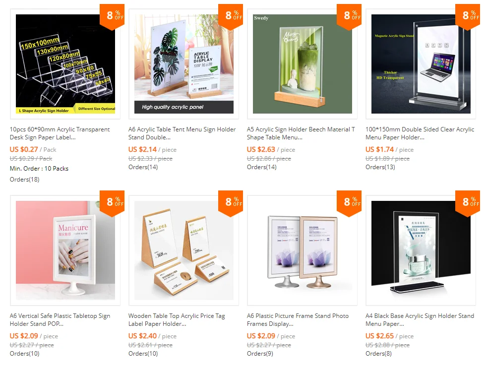 Shop Generic A6 Acrylic Table Tent Menu Sign Holder Stand Double Sided