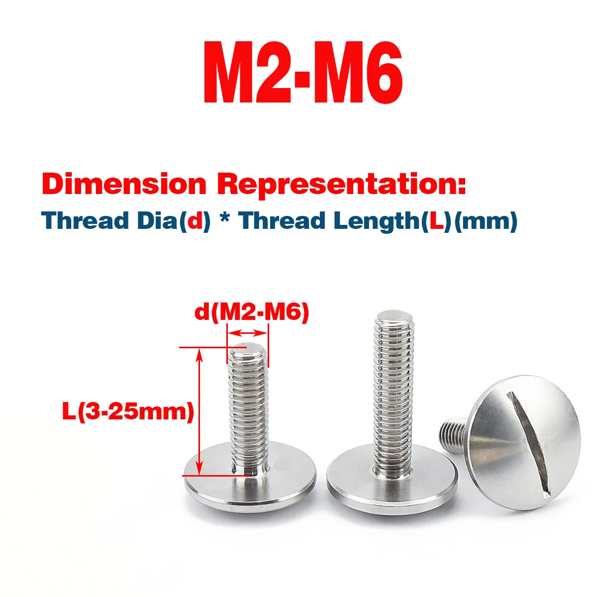 

M2 M2.5 M3 M5 M6 304 Stainless Steel Machine Screws Slotted Large Cheese Round Dome Head Bolt