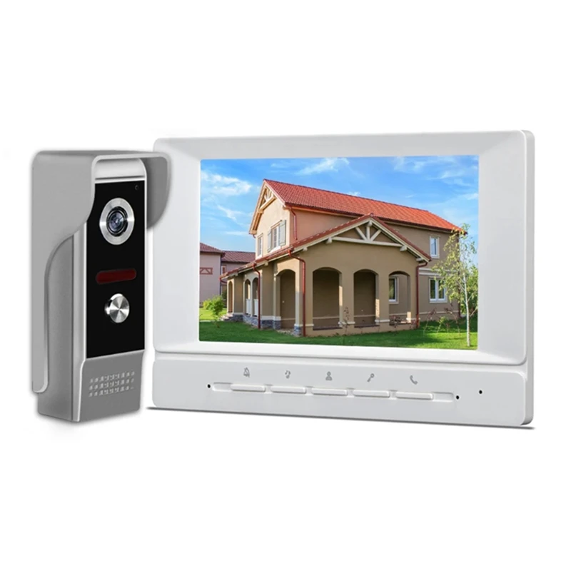 

HOT-Video Intercom System 7 Inches Video Doorbell Door System Kits Support Unlock Monitoring For Villa Home