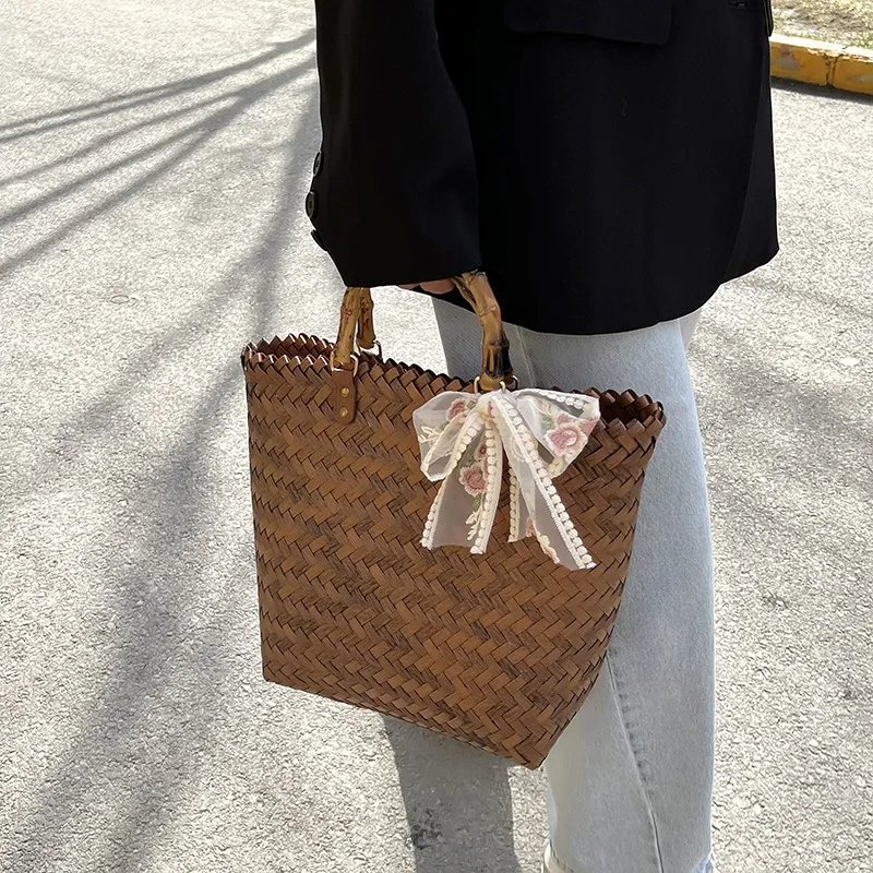 Gusure Handmade Straw Shoulder Bag - Bohemian Summer Tote 5 S046cd332eea2453195a8ac793bc31252o