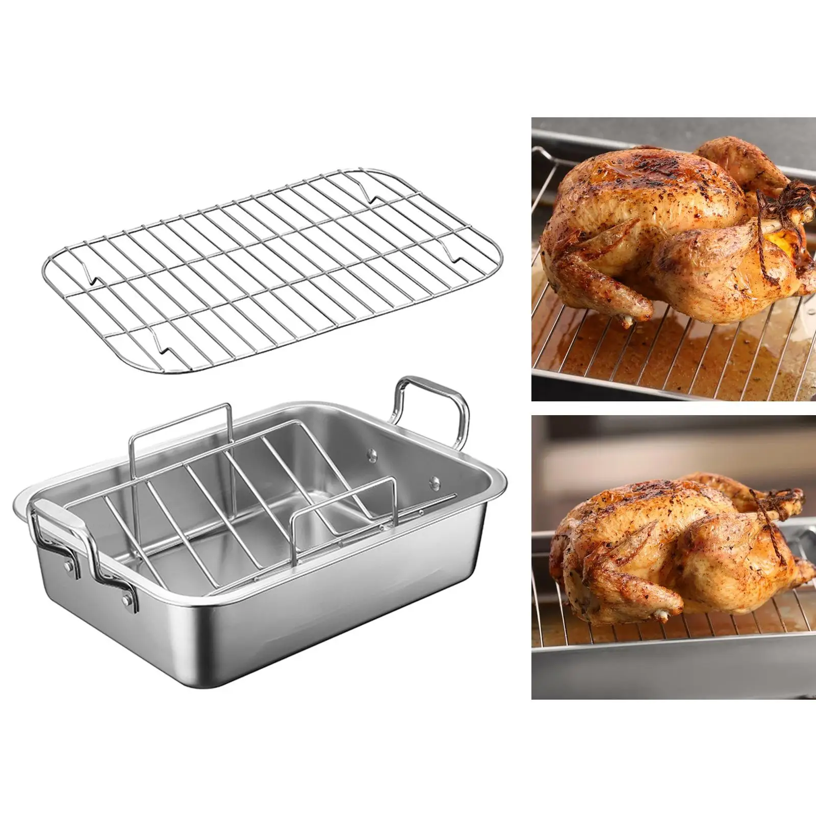 

Bakeware Dish Stainless Steel Oven Roaster Tray for Meat Baking Chicken