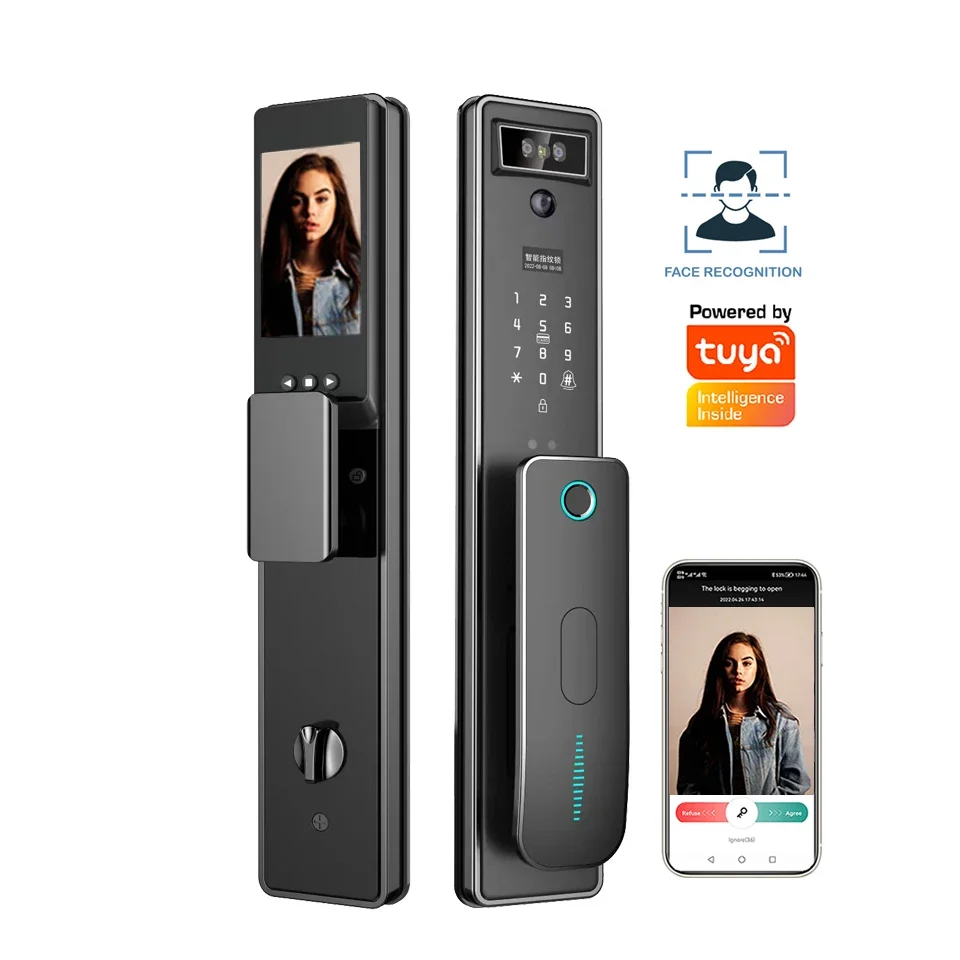 Tuya APP 3D Face Recognition Smart Door Lock Full Automatic Biometric Fingerprint Wifi Smart Lock with Scanner Face Camera
Tuya APP 3D Face Recognition Smart Door Lock Full Automatic Biometric Fingerprint Wifi Smart Lock with Scanner Face Camera