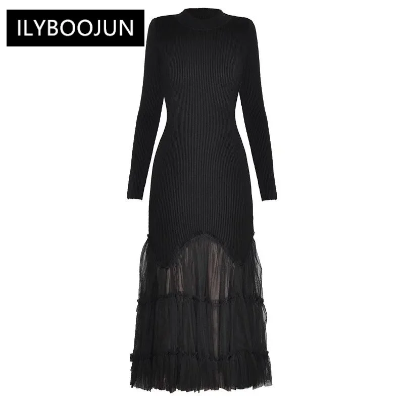 Autumn Knitting Dress Women Stand Collar Long Sleeve Mesh Patchwork Vintage Dresses For Women 2023 Luxury Brand High Quality
Autumn Knitting Dress Women Stand Collar Long Sleeve Mesh Patchwork Vintage Dresses For Women 2023 Luxury Brand High Quality