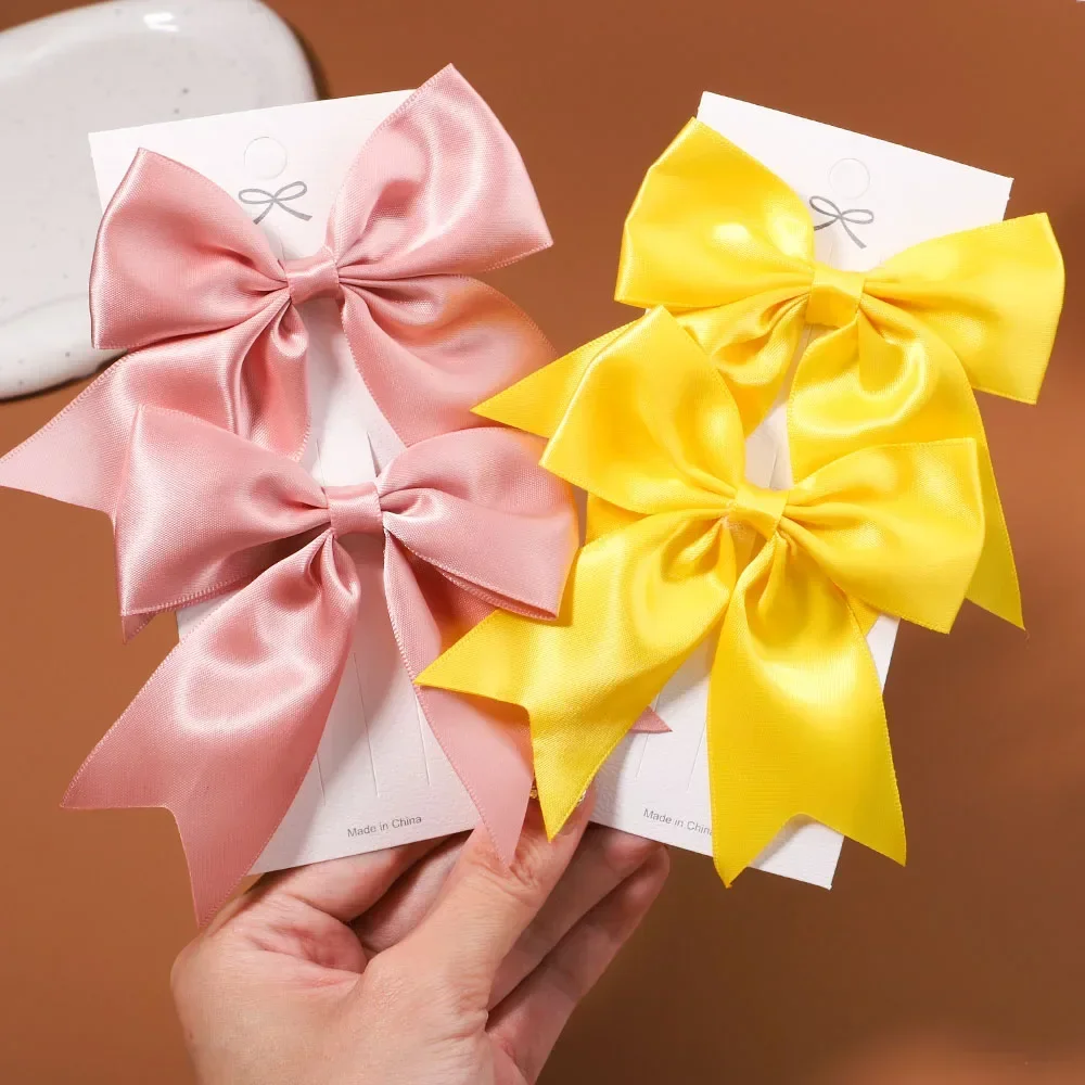 

2/3Pcs Baby Cheer Bows Hair Clip for Girls Solid Color Hairpins Barrettes Handmade Headwear Kids Lovely Hair Accessories 4.5Inch