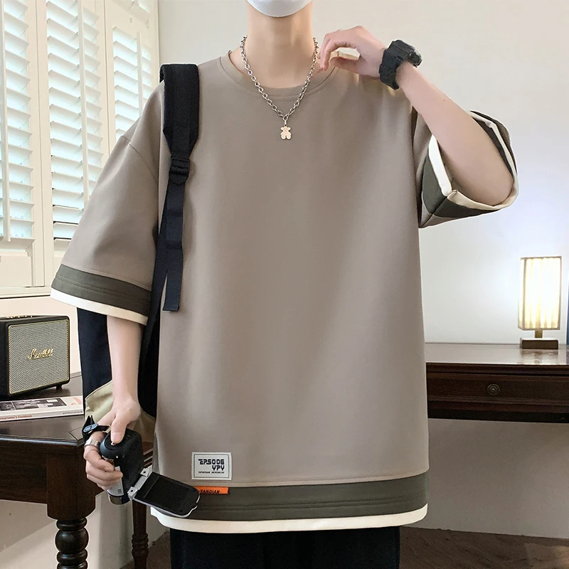 Fashion O-Neck Spliced Fake Two Pieces T-Shirts Men's Clothing 2024 Summer New Loose Korean Tops Casual Short Sleeve Tee Shirt
Fashion O-Neck Spliced Fake Two Pieces T-Shirts Men's Clothing 2024 Summer New Loose Korean Tops Casual Short Sleeve Tee Shirt